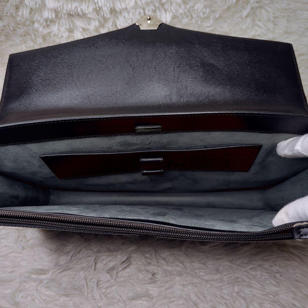 美品✨ダンヒル サイドカー ダレスバッグ レザー 黒 A4収納可 ロゴプレート