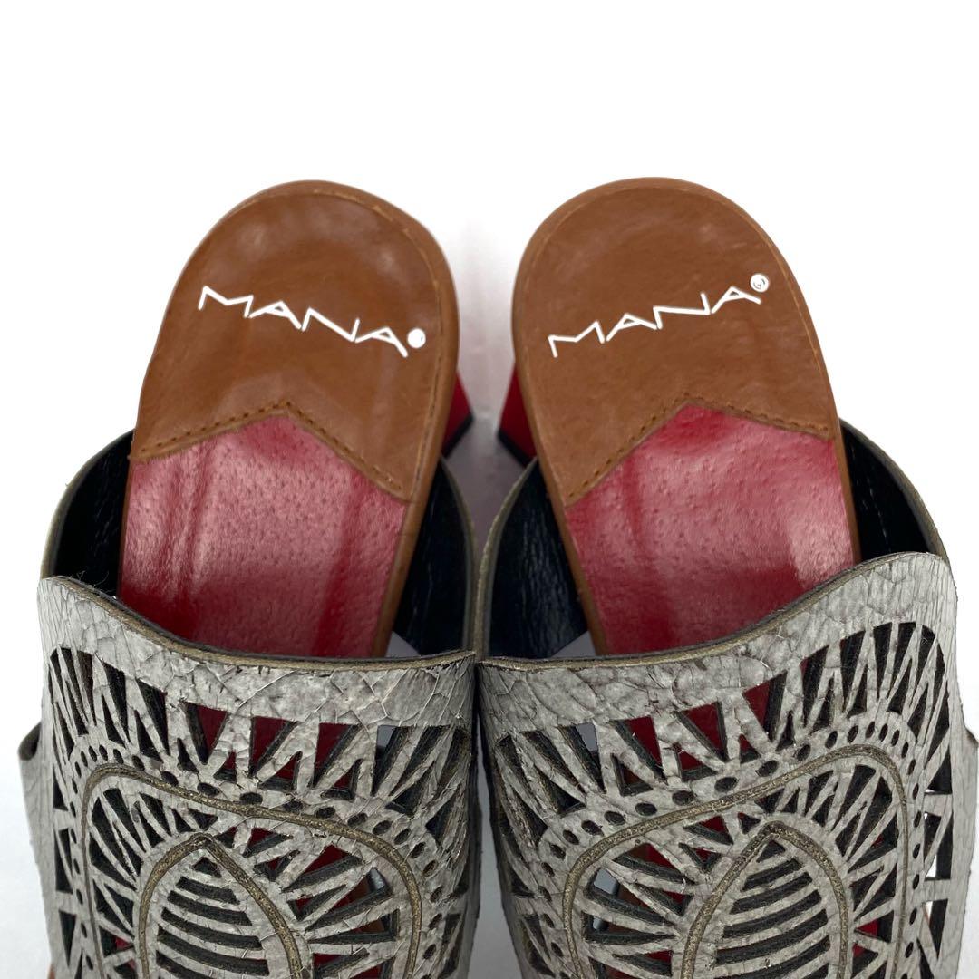 ✨現行品&未使用✨MANA マナ　レザーカット　ミュール　ブロンズ　23cm