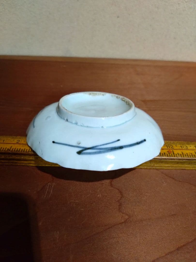 古伊万里 蒟蒻印判 花紋 輪花平盃 小皿