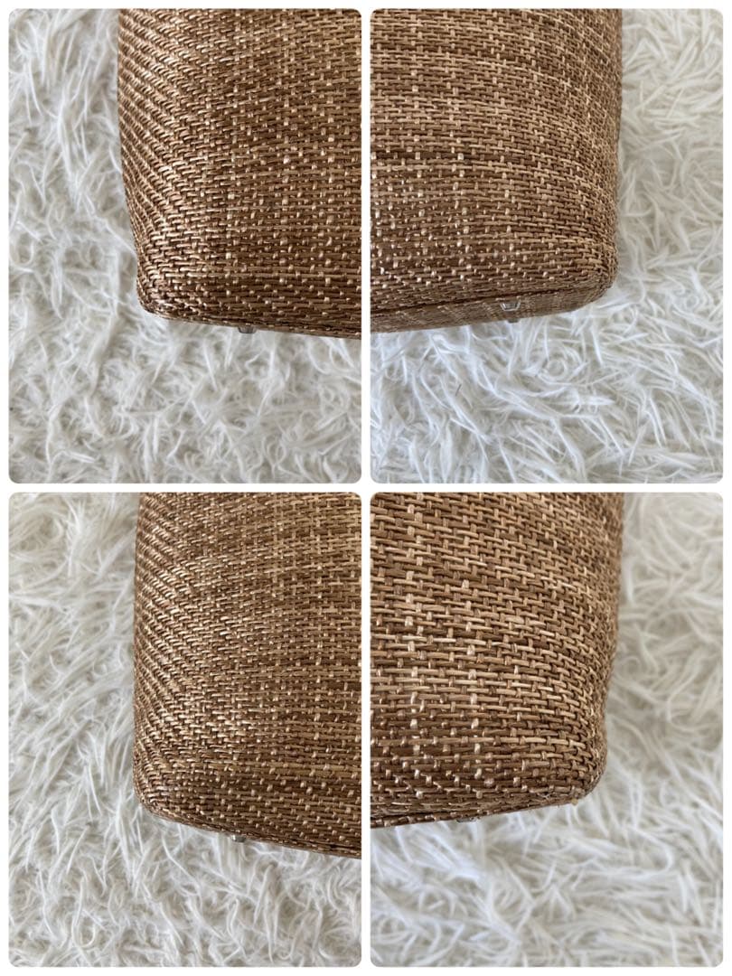 キタムラ✨かごバッグ　レザー　トートバッグ　夏　編み込み　保存袋　自立　異素材