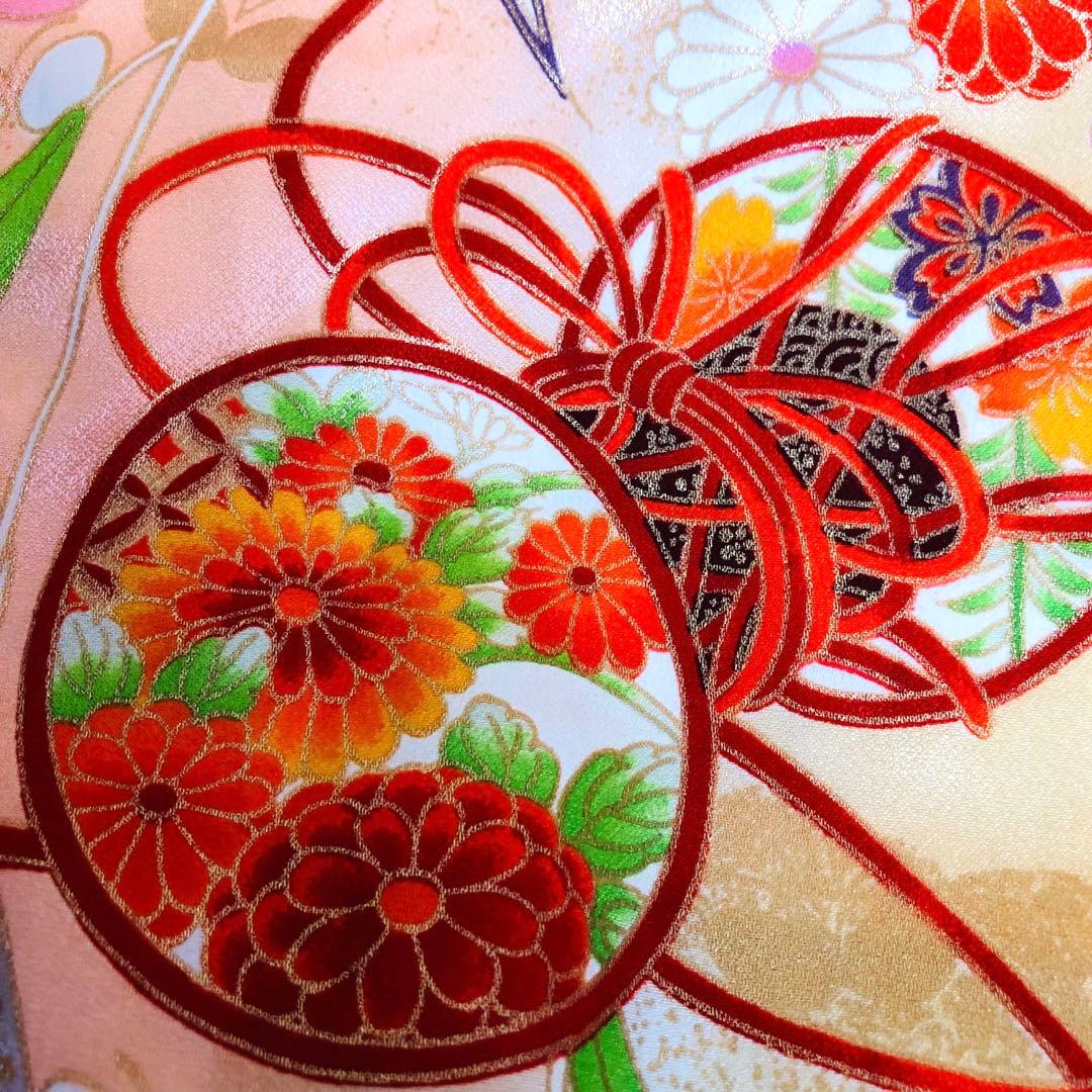 七五三7歳❣️可愛い桃色暈し太鼓菊金彩煌びやか極めてる❣️完全フルセット秀品