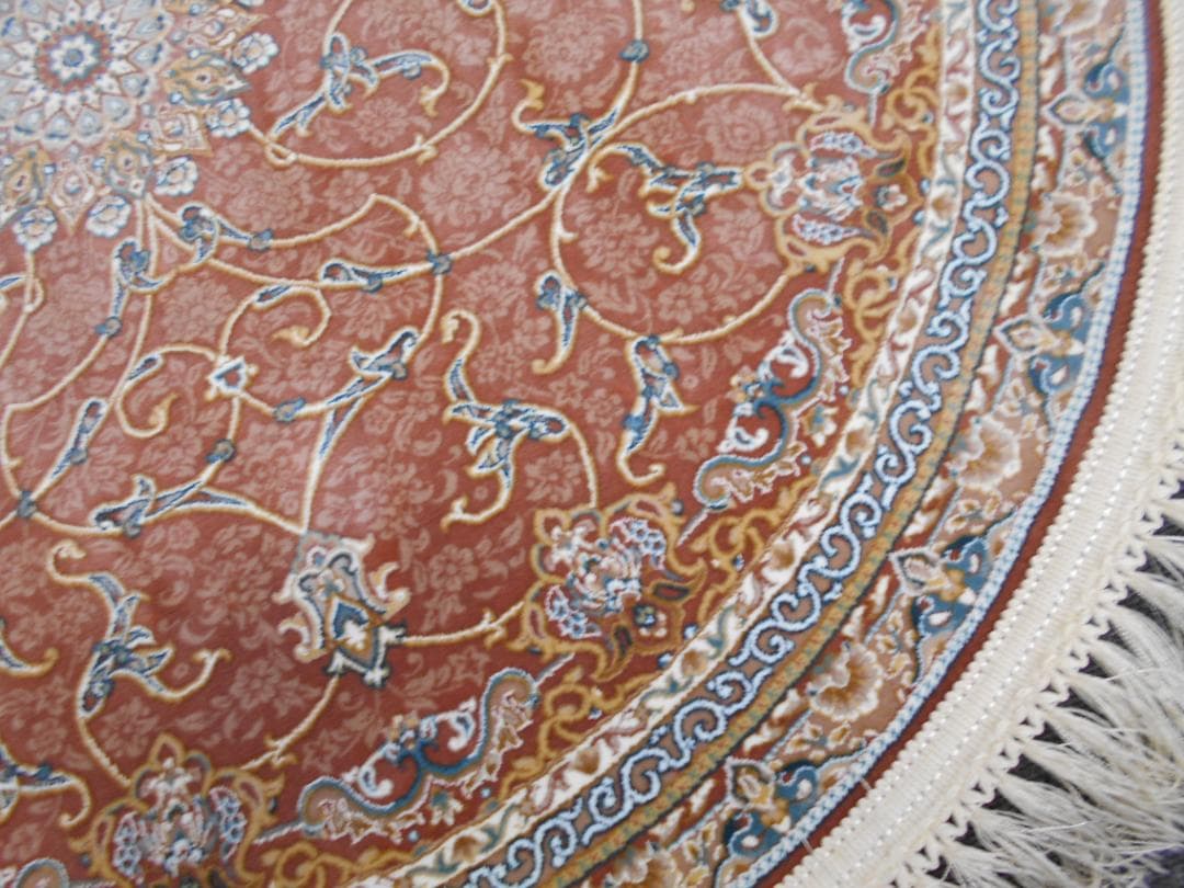 立体柄、144万ノット！本場イラン産 高密度織絨毯！円形200cm‐200541