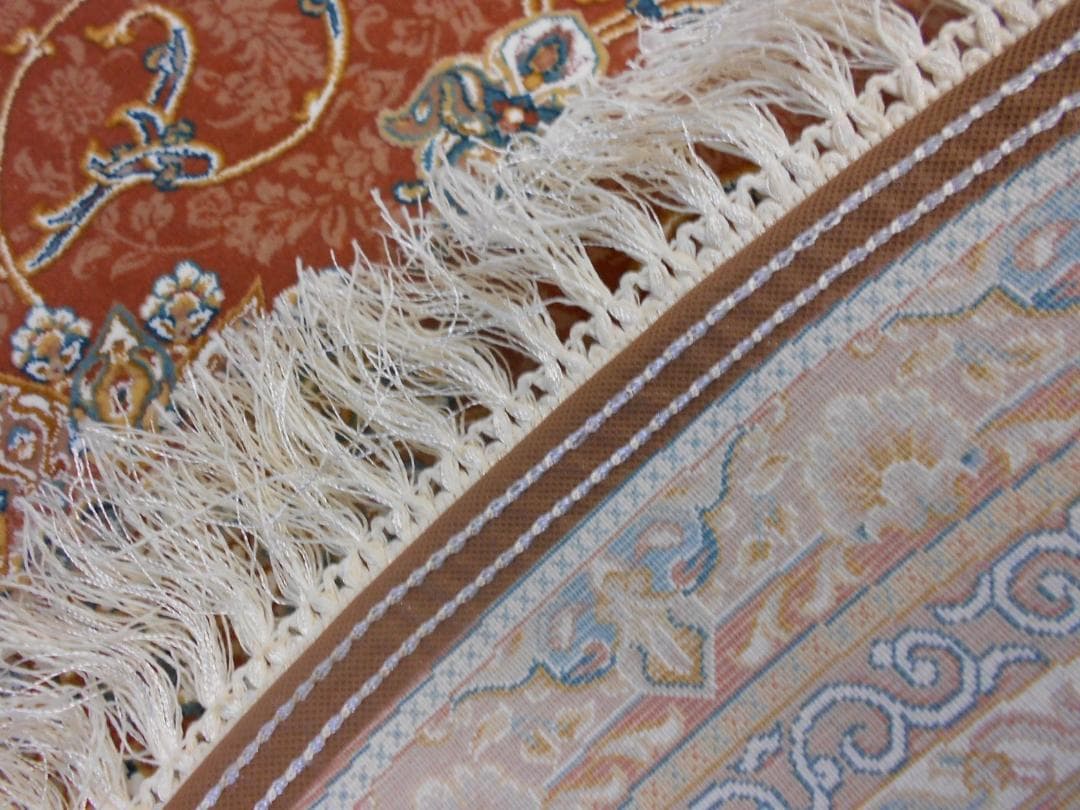 立体柄、144万ノット！本場イラン産 高密度織絨毯！円形200cm‐200541