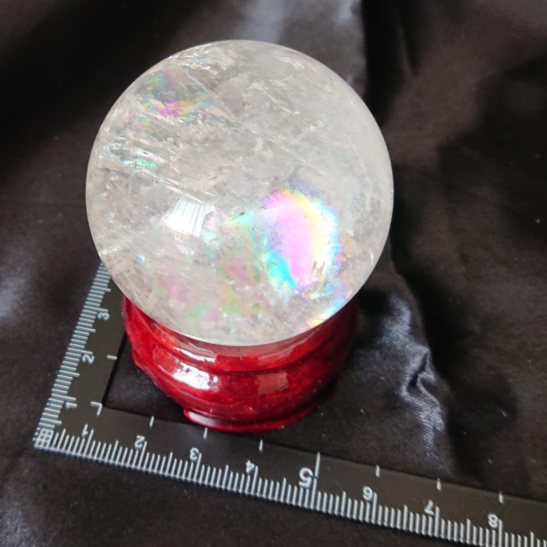 水晶玉　天然石　天然石レインボー虹色水晶丸玉　観賞石　パワーストーン　新品未使用