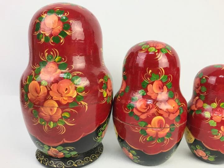 大きなマトリョーシカ人形② 10体セット　ロシア　レトロ　赤