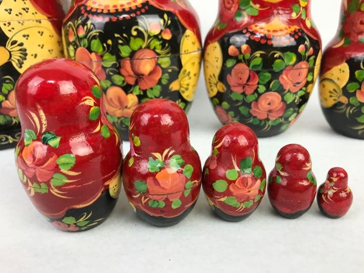 大きなマトリョーシカ人形② 10体セット　ロシア　レトロ　赤