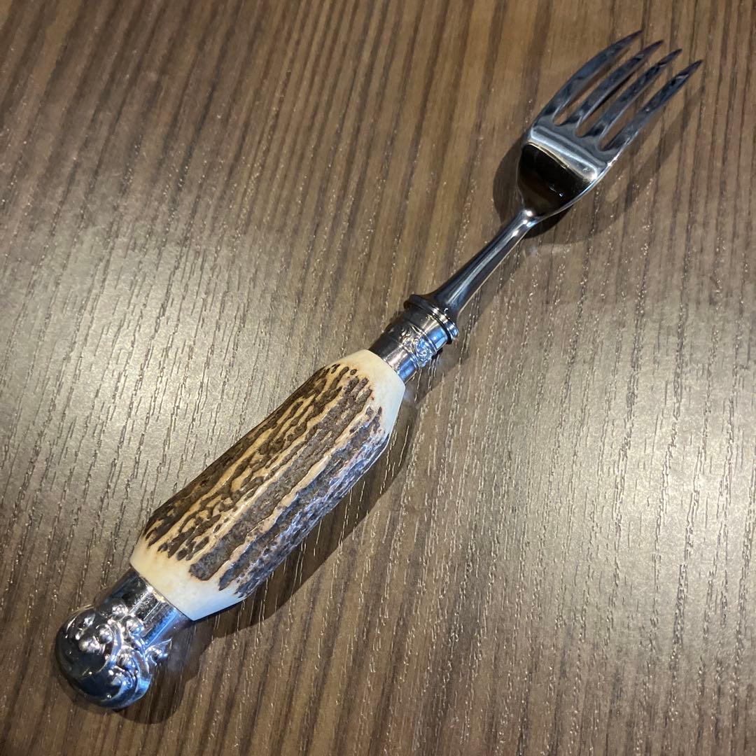 【英国 ヴィンテージ】鹿角ハンドル ステーキフォーク6本セット