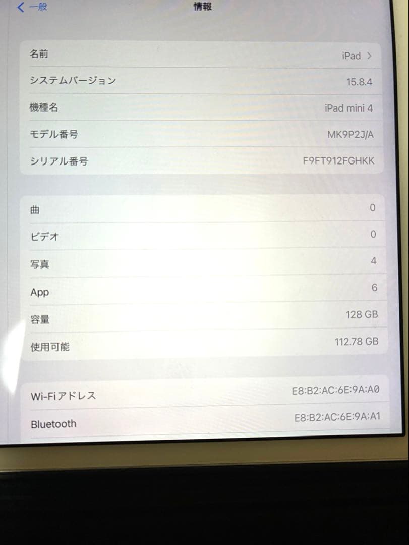 iPad mini 4 Wi-Fi モデル 128GB ESRケース動作確認済