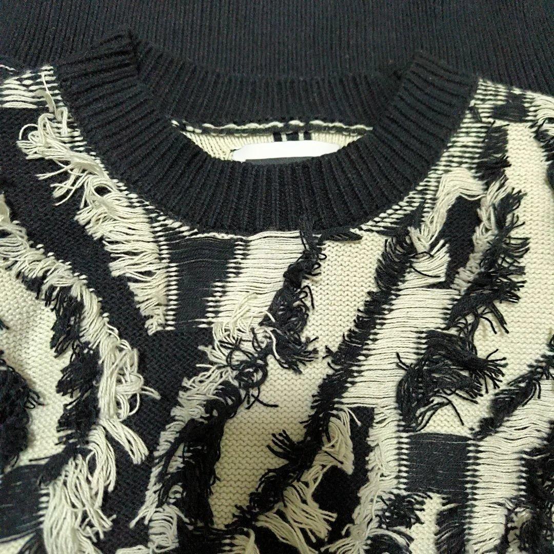 美品✨MAISON SPECIAL★オーバーサイズ/フリンジ/立体ゼブラ/ニット