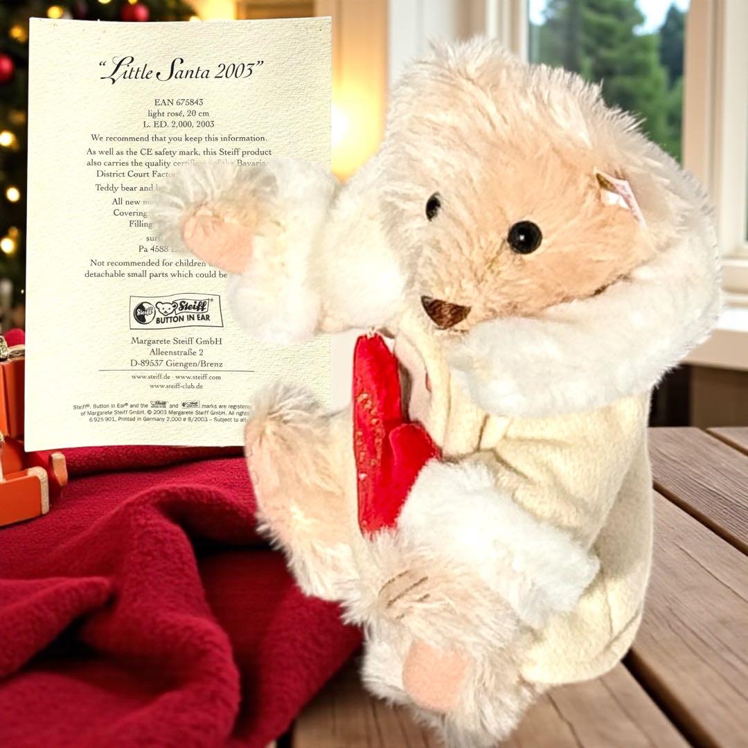 シュタイフ Steiff テディベア リトル サンタ ピンク 木箱 証明書 完品