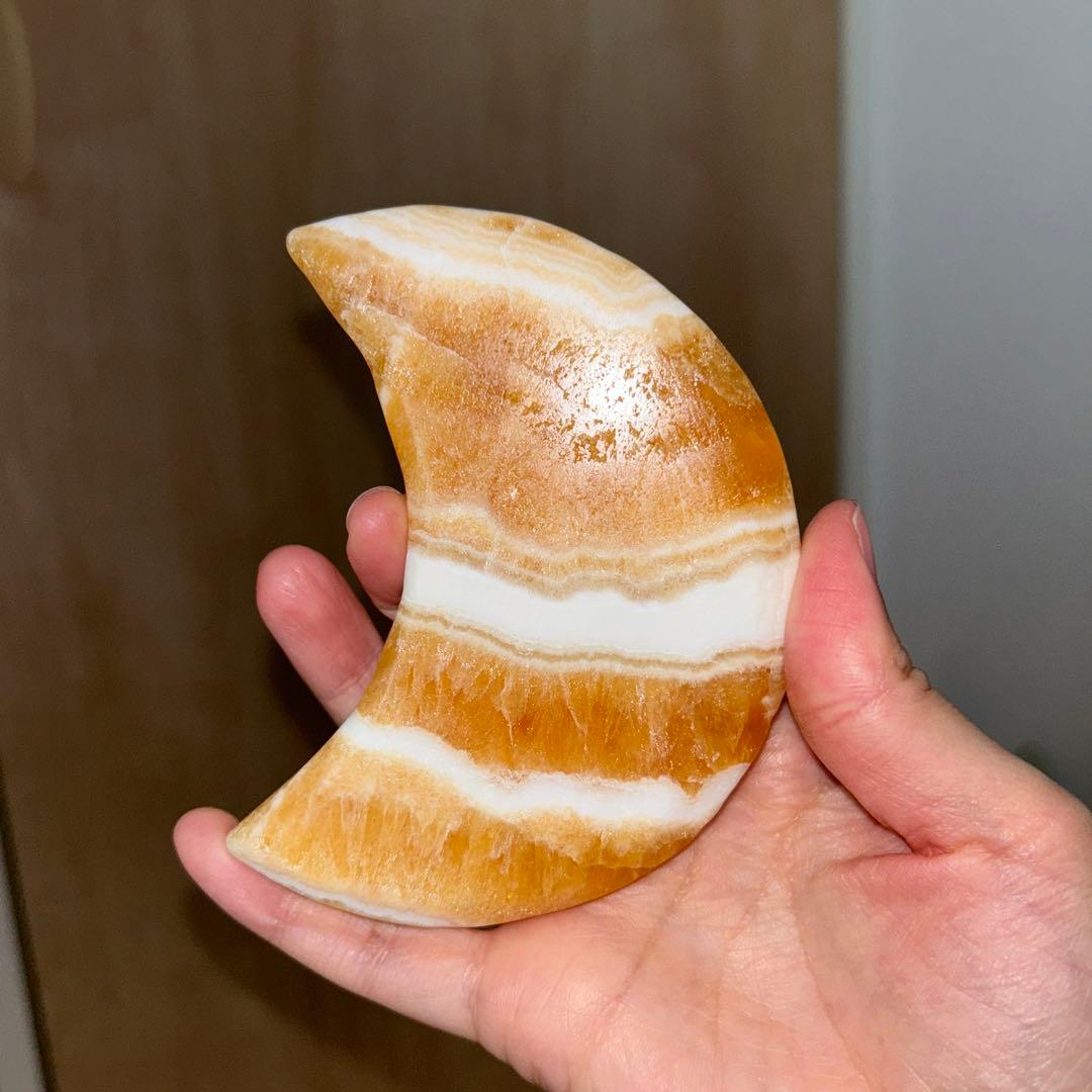 オレンジカルサイト 月 bigサイズ 専用台座付き 高品質 天然石