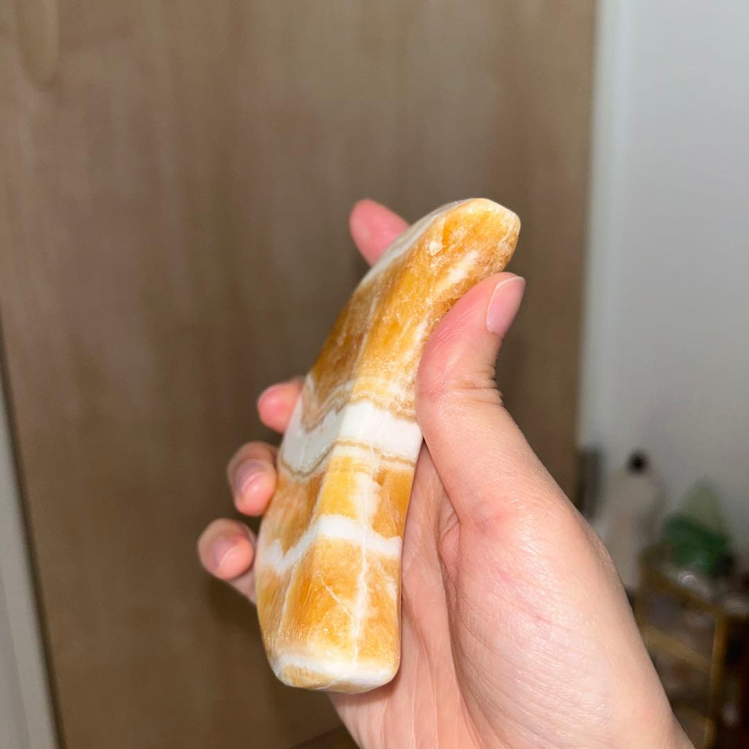 オレンジカルサイト 月 bigサイズ 専用台座付き 高品質 天然石