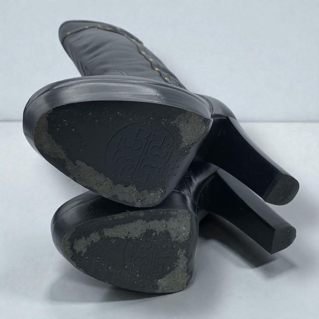 トリーバーチ　ロングブーツ　ブラック　レザー　ロゴ