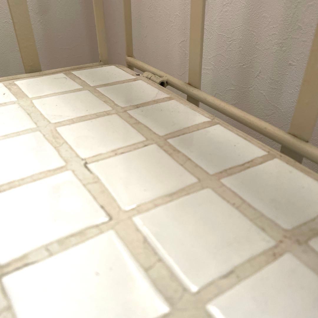 アイボリー スチール 3段ラック フランス　アンティーク