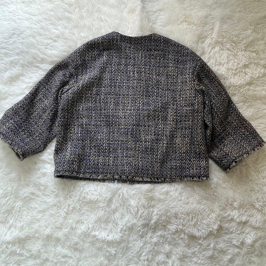 【美品】23区 GIOLICA ツイードノーカラージャケット