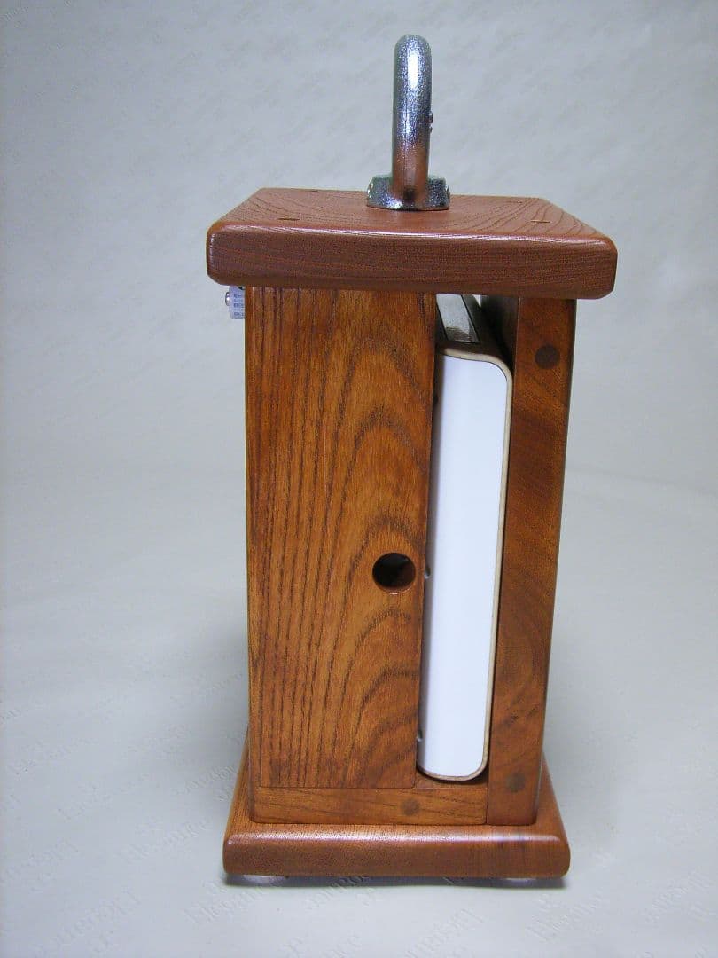 V017総欅板材M16アイボルト付電波目覚まし時計（カシオTQT−351NJ使用