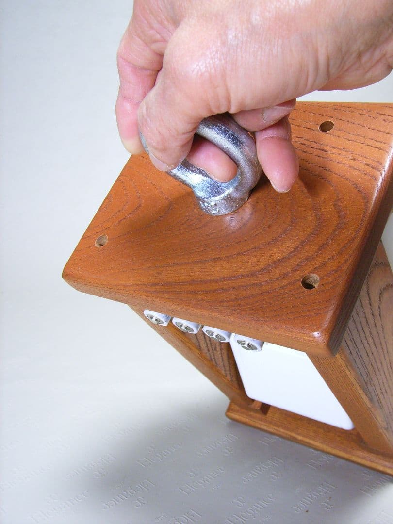 V017総欅板材M16アイボルト付電波目覚まし時計（カシオTQT−351NJ使用