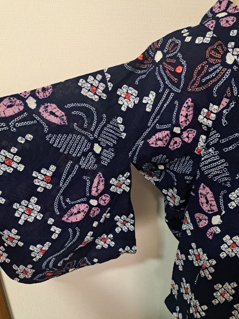 有松絞り 浴衣 シボ良好 手縫い仕立て