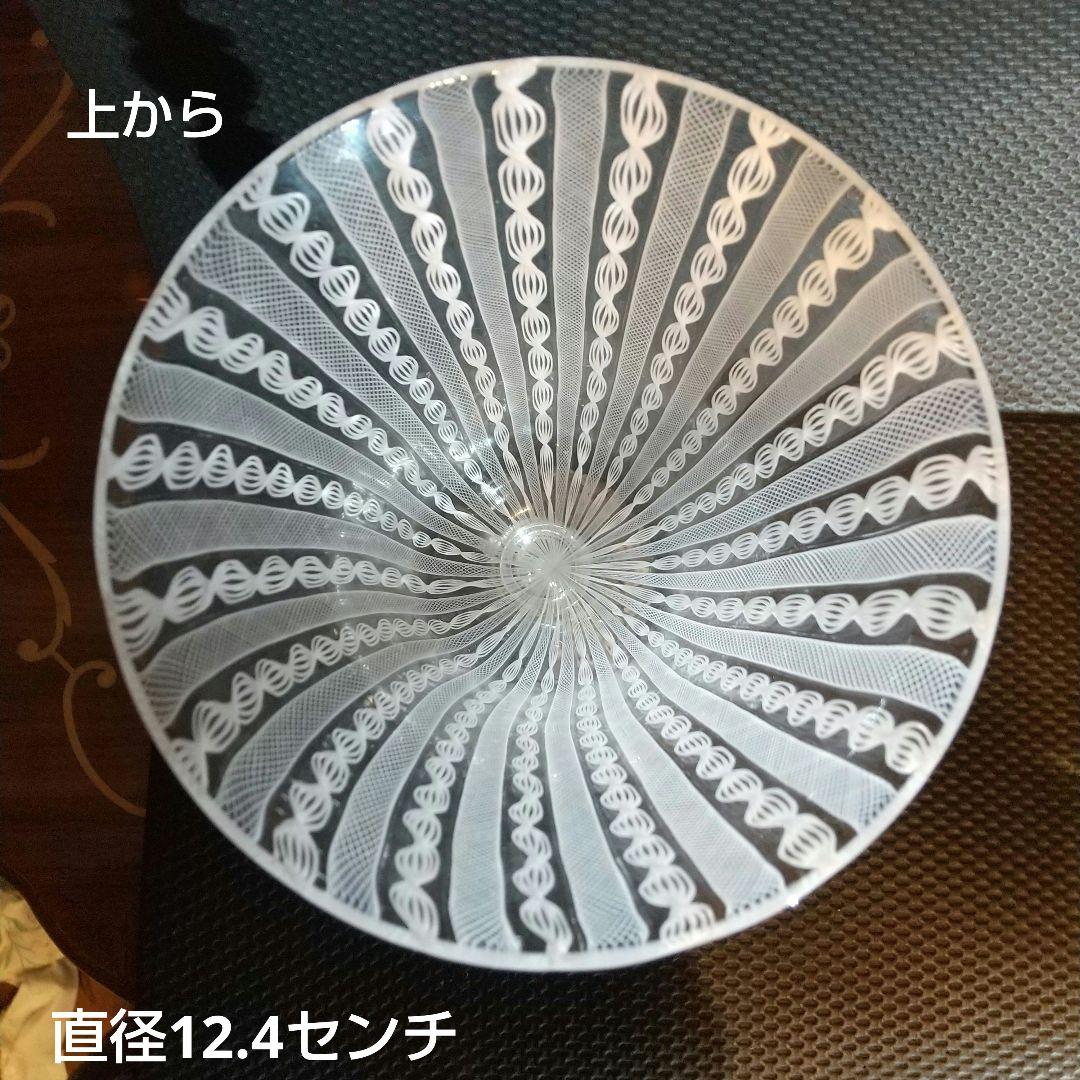 ベネチアングラス ムラ―ノガラス レ―ス模様 大型ワイングラス