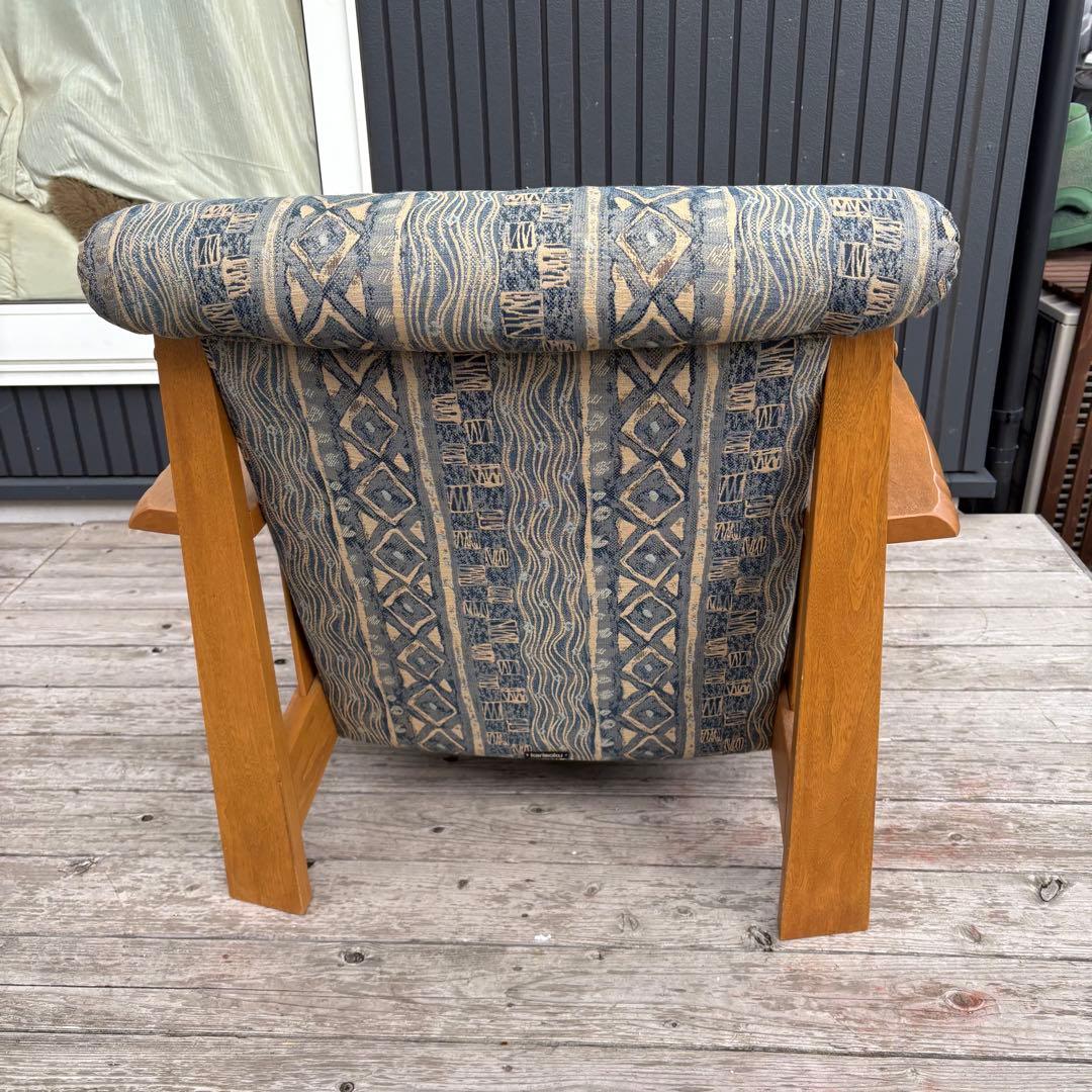 カリモク 木製アームチェア 1人掛けソファ 北欧レトロ ファブリック ビンテージ