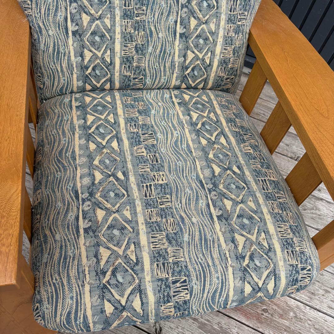 カリモク 木製アームチェア 1人掛けソファ 北欧レトロ ファブリック ビンテージ