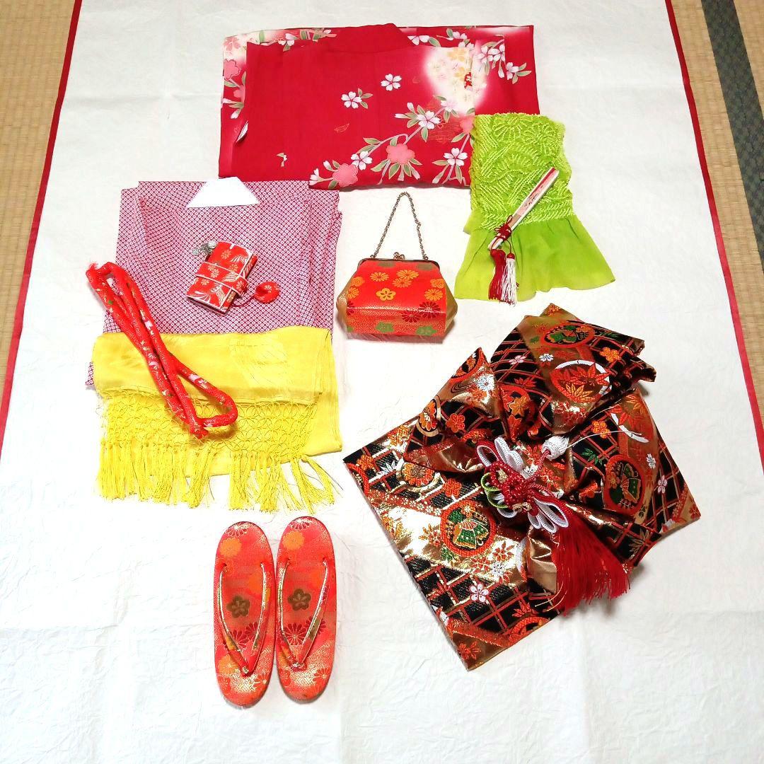 七五三　七歳　着物・結び帯フルセット　⑨