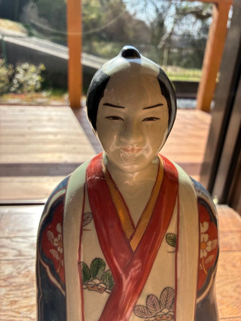 特大40cm 希少 有田焼、円左エ門窯　 陶器人形 置物 時代風俗 色絵 骨董