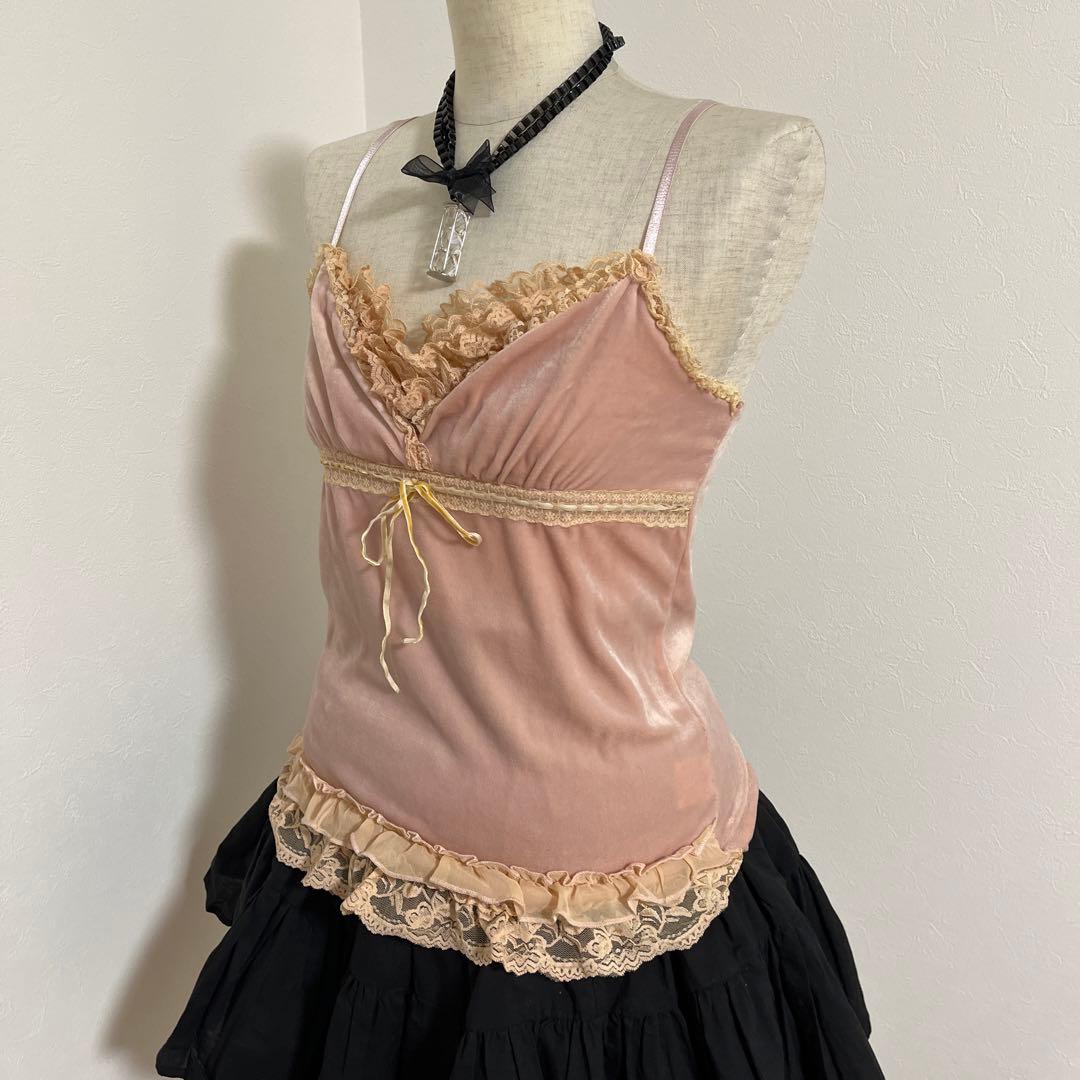 フェアリーグランジ itimi tops キャミソール ベロア レース 森ガール