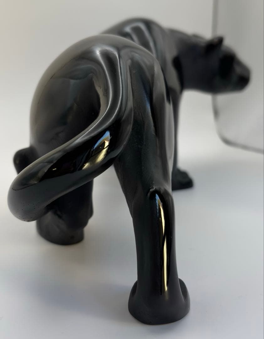 ドームフランス ブラックパンサー 黒ヒョウ クリスタル ガラス 置物 オブジェ