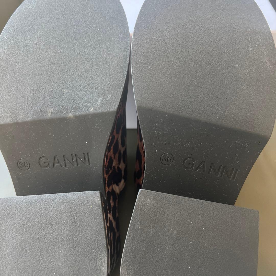 GANNI レオパード　ヒョウ柄ミュール