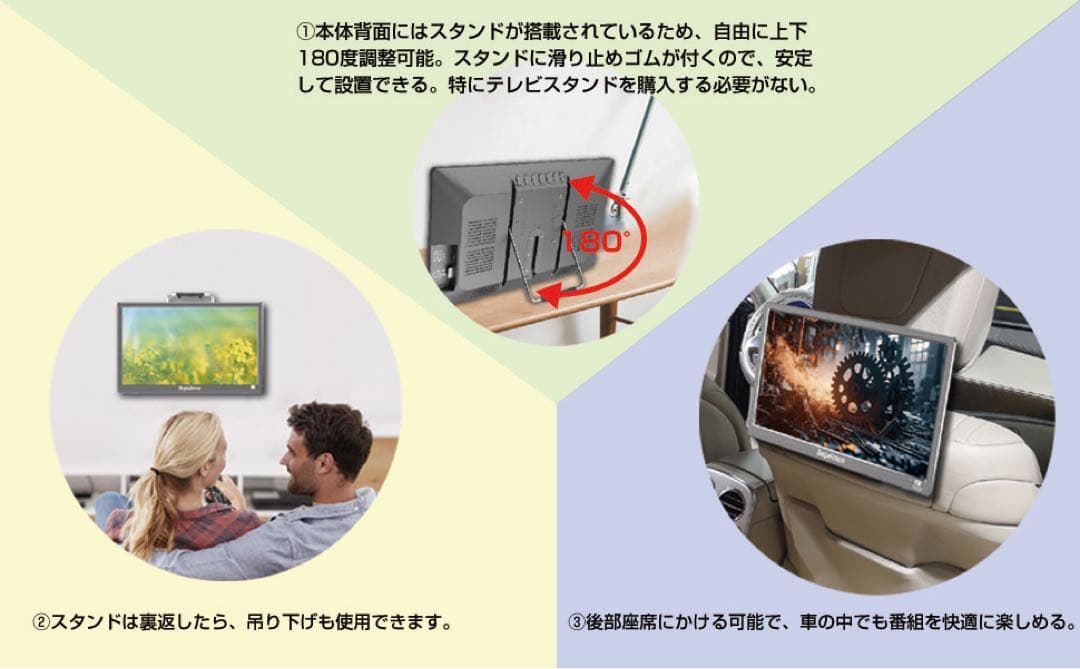 14型ポータブルテレビ1TB録画付 HDMI対応／3WAY設置◎