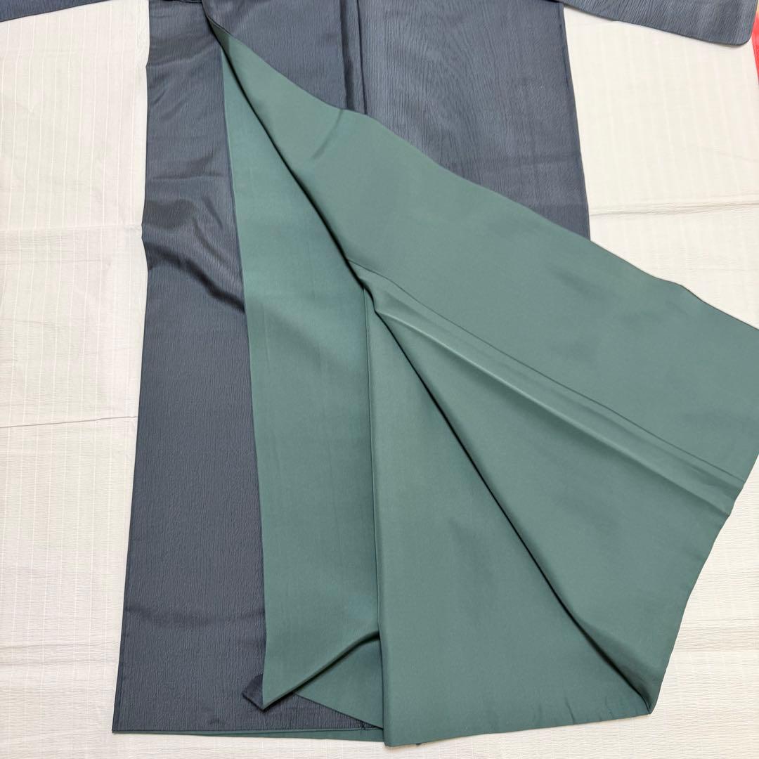 正絹 大島紬 着物 無地に年輪柄 トールサイズ 胴抜き