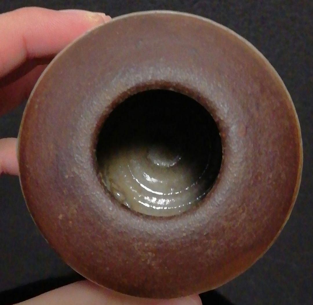 西岡小十作　唐津焼　絵唐津　茶入　共箱　仕服付　茶道具