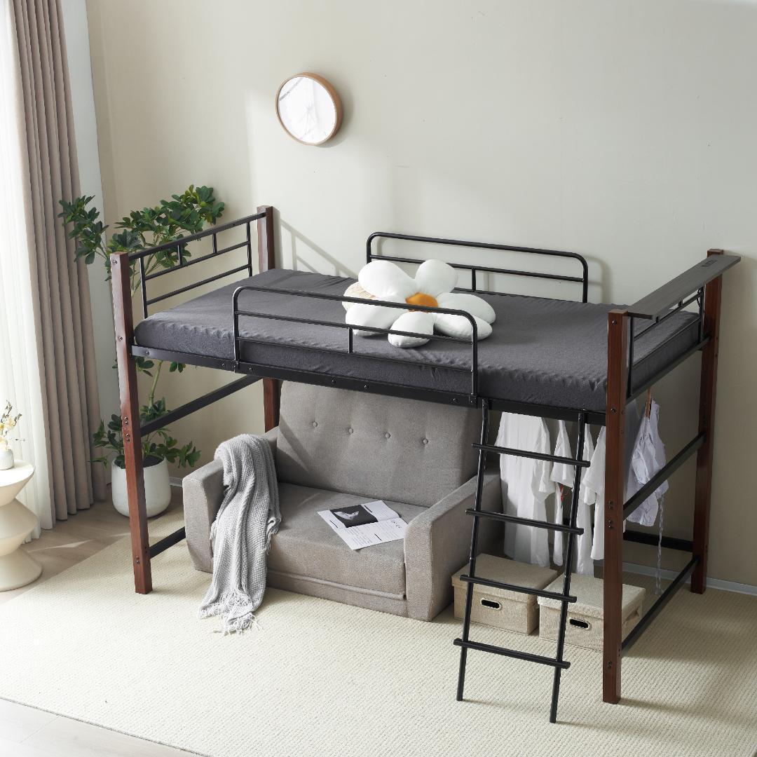 ロフトベッドパイプベッド シングル耐荷重150kg高さ140cmシステムベッド