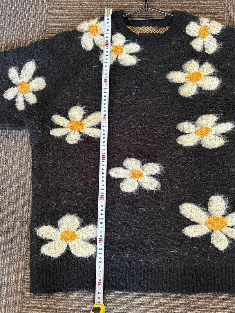 美品タウンクラフト　フラワーニット　花柄ニット　オーバーサイズ　モヘア　Mサイズ