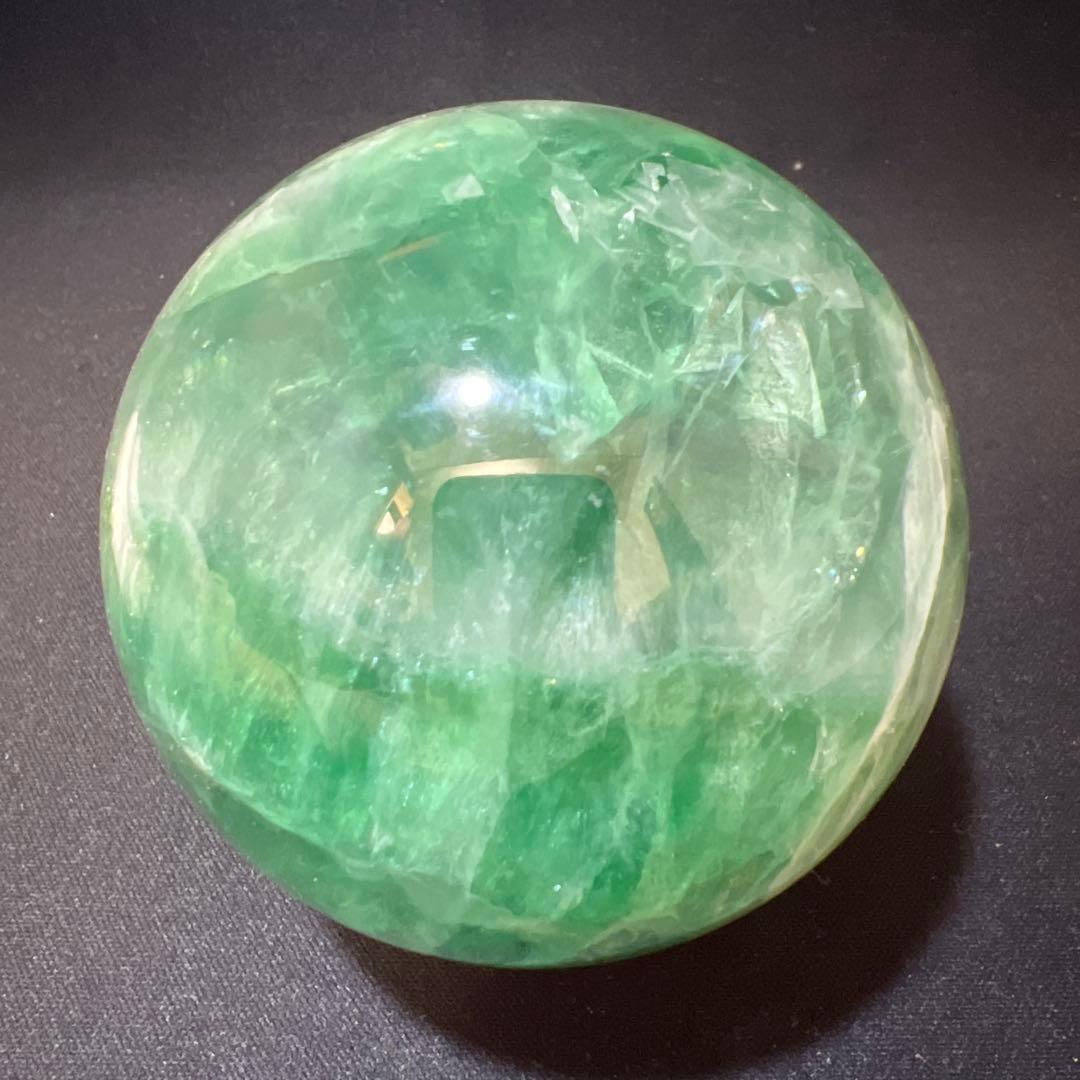 1.2kg/77mm】グリーンフローライト 共生カルサイト スフィア 丸玉