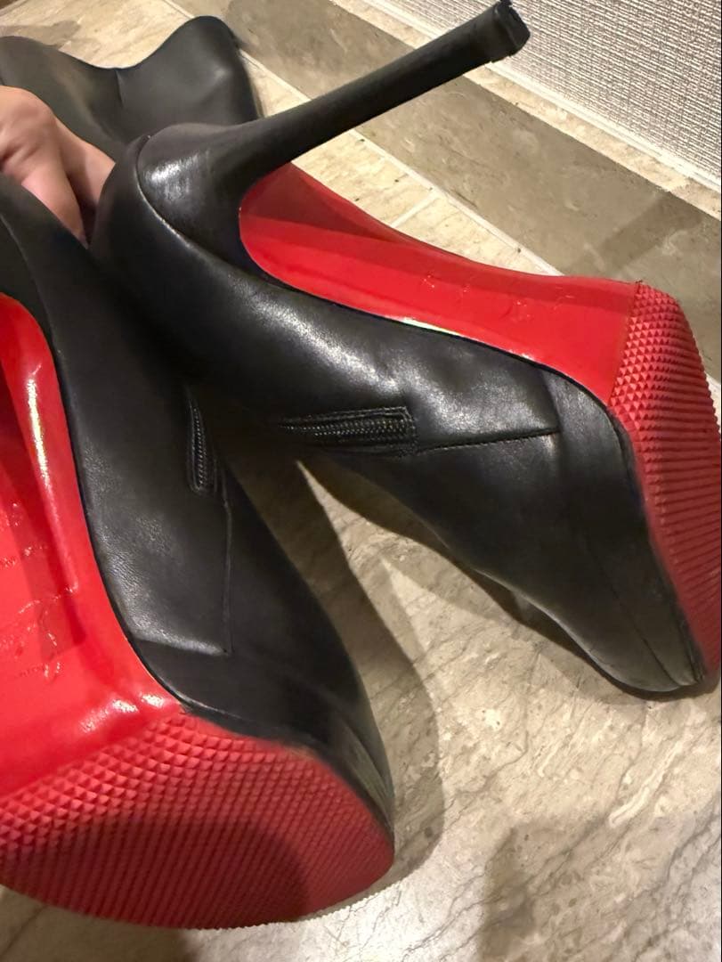 ルブタン　ブラックレザー　ロングブーツ 36ハーフ