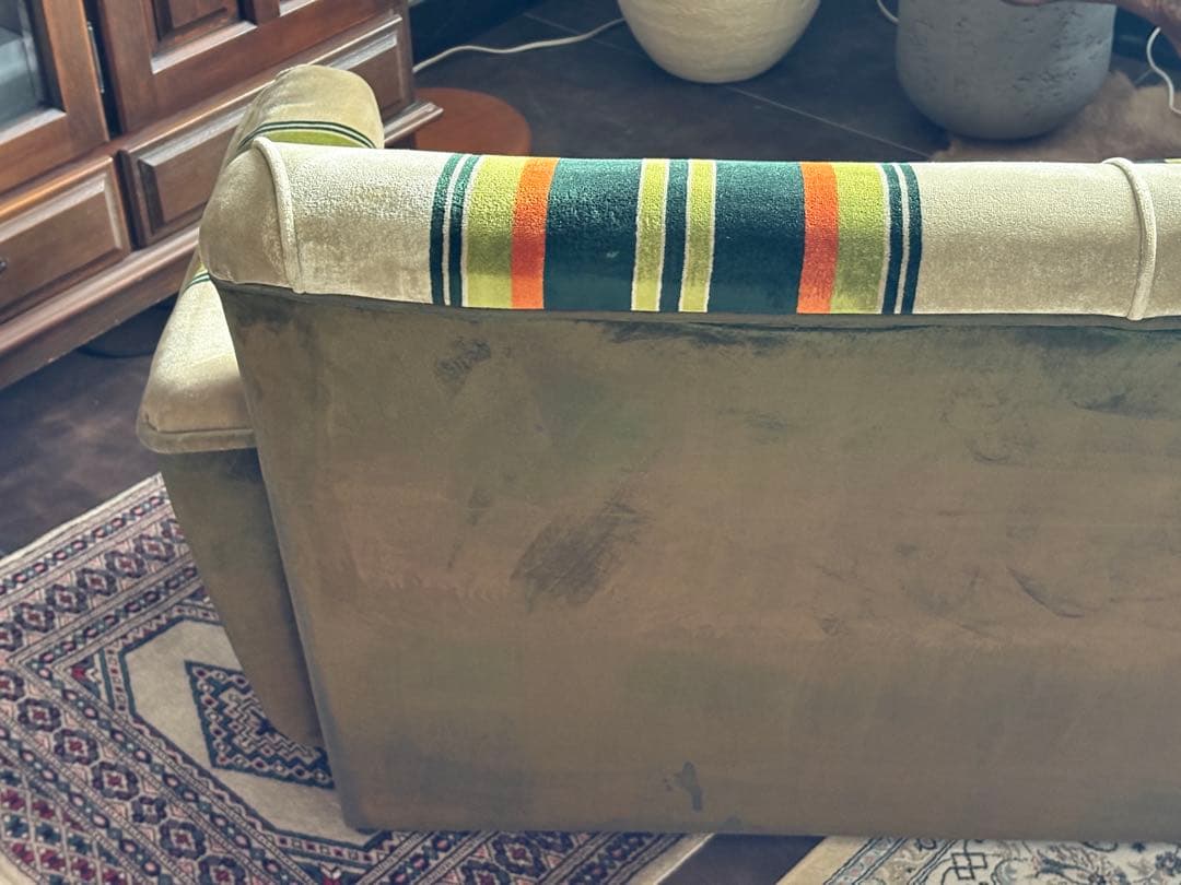 希少　二人掛けソファ ファブリックソファ　レトロ　ストライプソファ　SZ