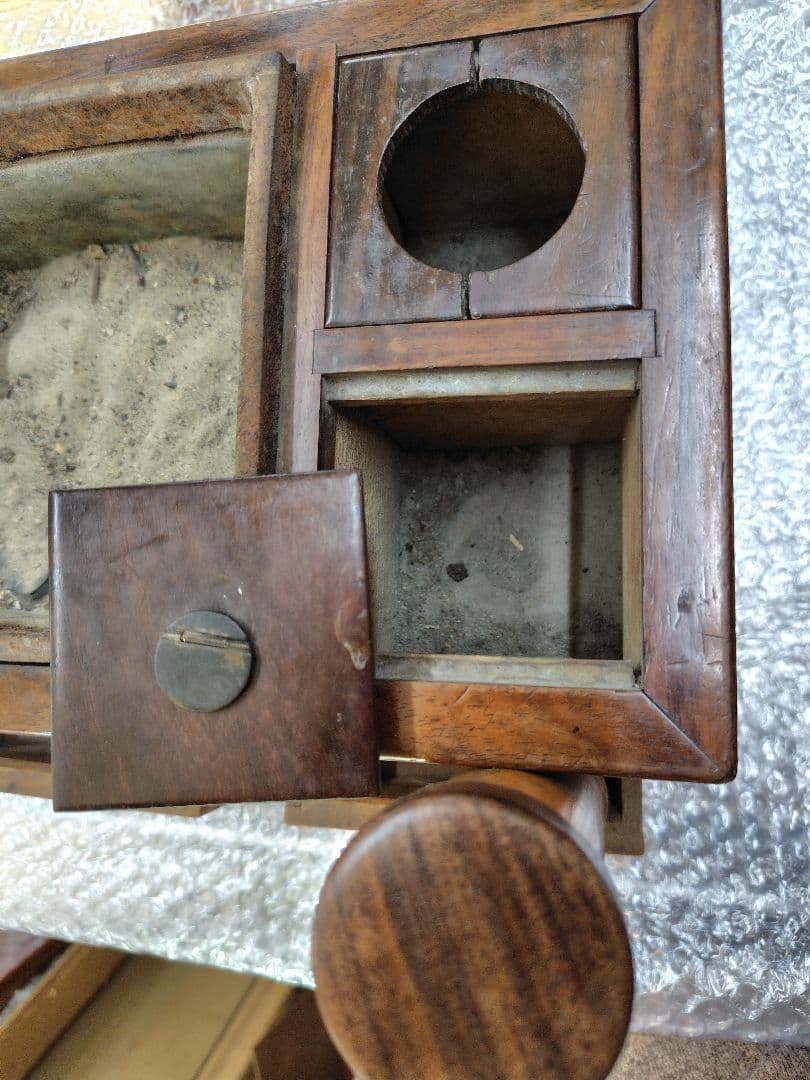 ケヤキ 長火鉢 上品 煎茶用 茶道具 黒檀 黒柿 コンパクト 古民具