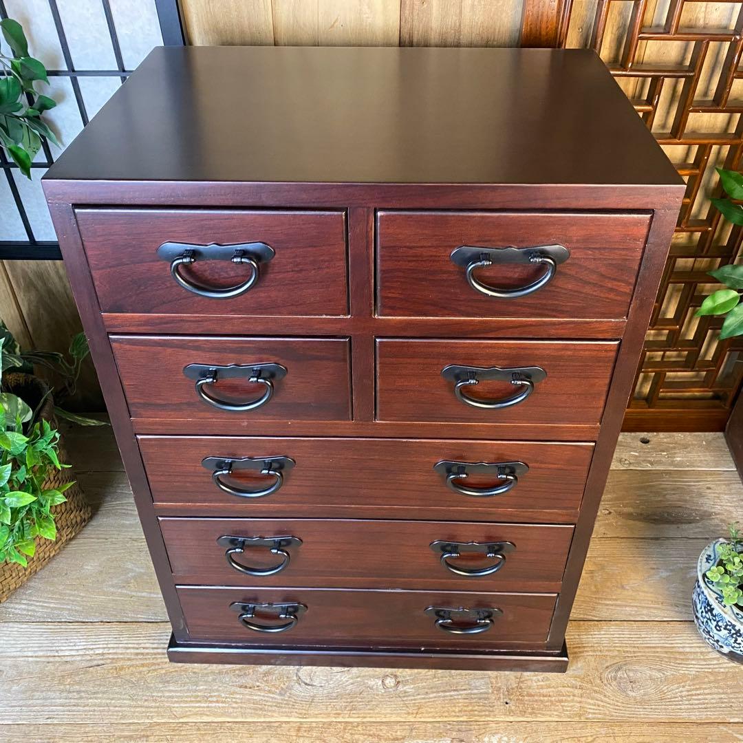 訳あり品！【132】民芸家具桐材多引き出しチェストタンスD48㎝×65㎝完成品