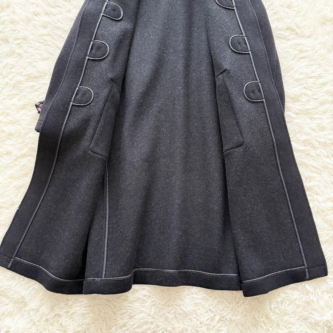 【バーバリーズ】ダッフルコート　ムーアブルック　ノバチェック ヘリンボーン　黒