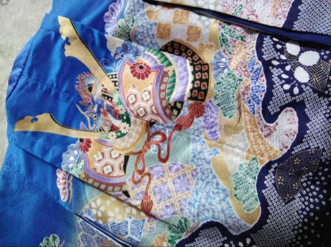 男の子用・3歳向け・化繊・袴とお着物のセット　兜