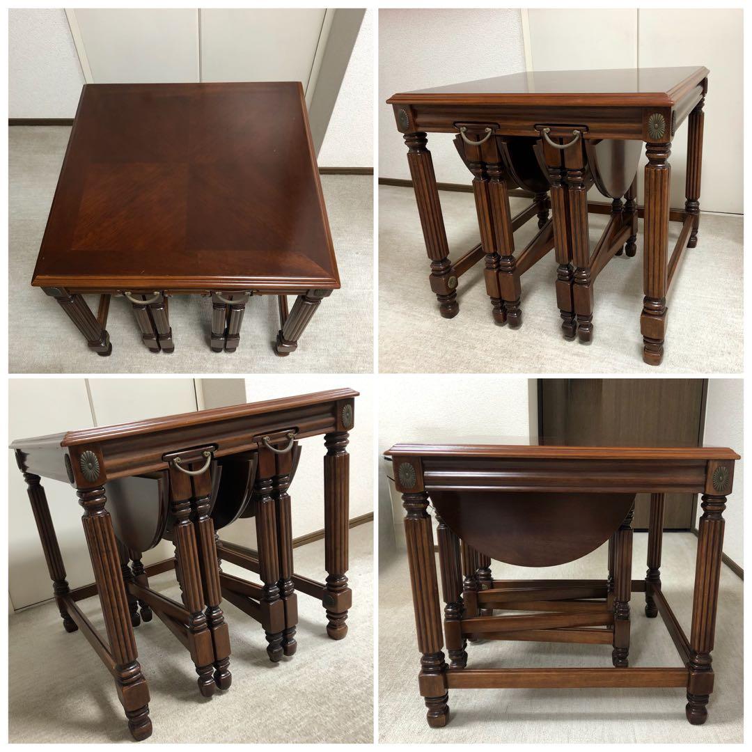 ネストテーブル　サイドテーブル　ドロップリーフ バタフライ　バラスターレッグ