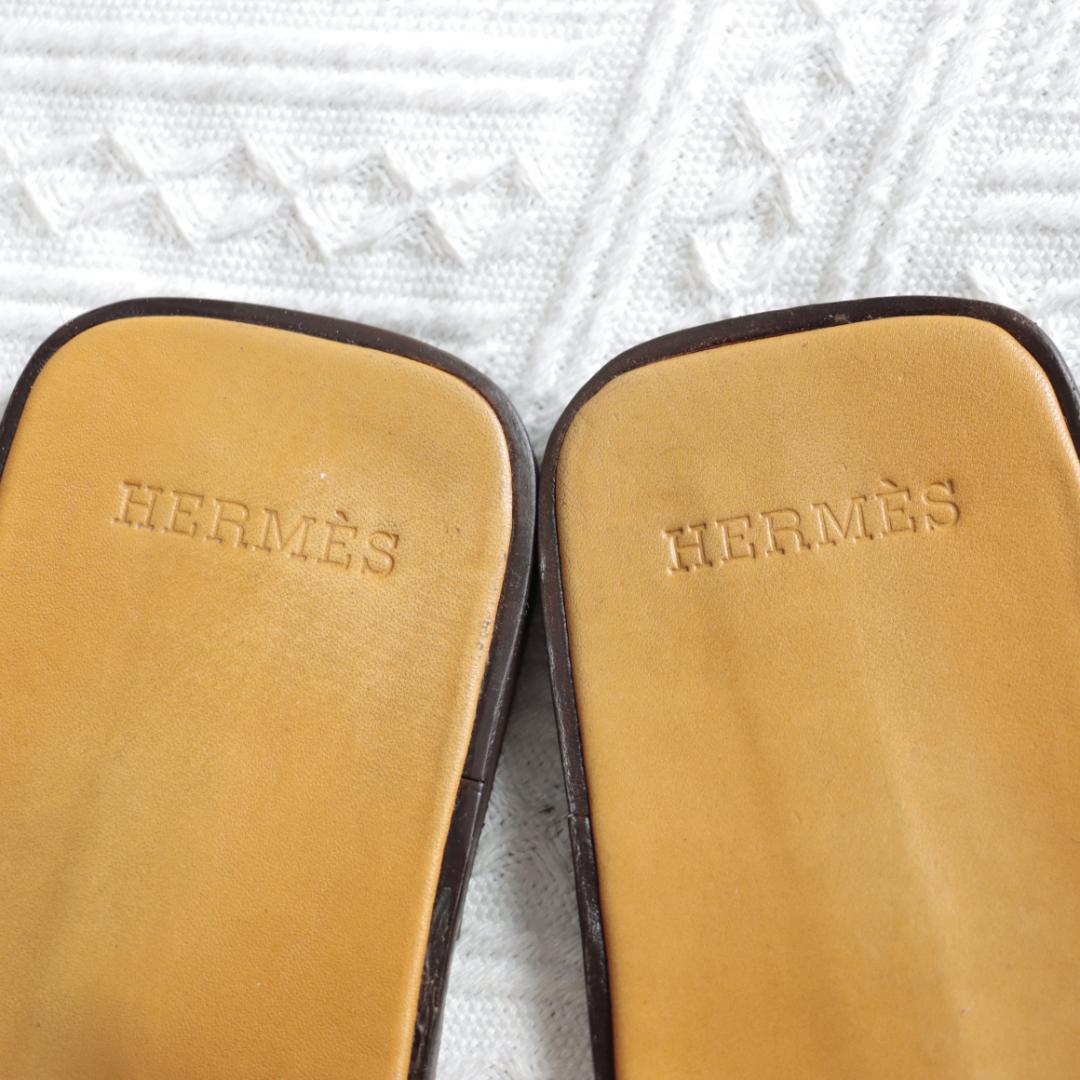 エルメス　Hermes ケブラール　オラン　H型サンダル　 キャメル ペタンコ