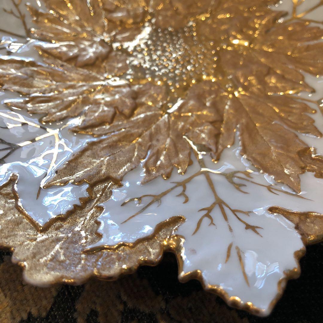 アンティーク マイセン プレート　金彩　立体レリーフ