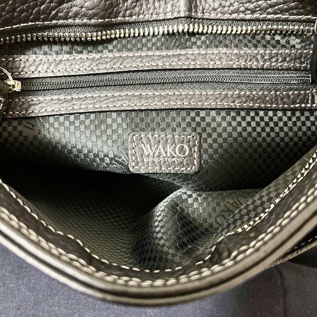 ✨極美品✨希少　WAKO 銀座和光 ショルダーバッグ シボ革 2way ブラック