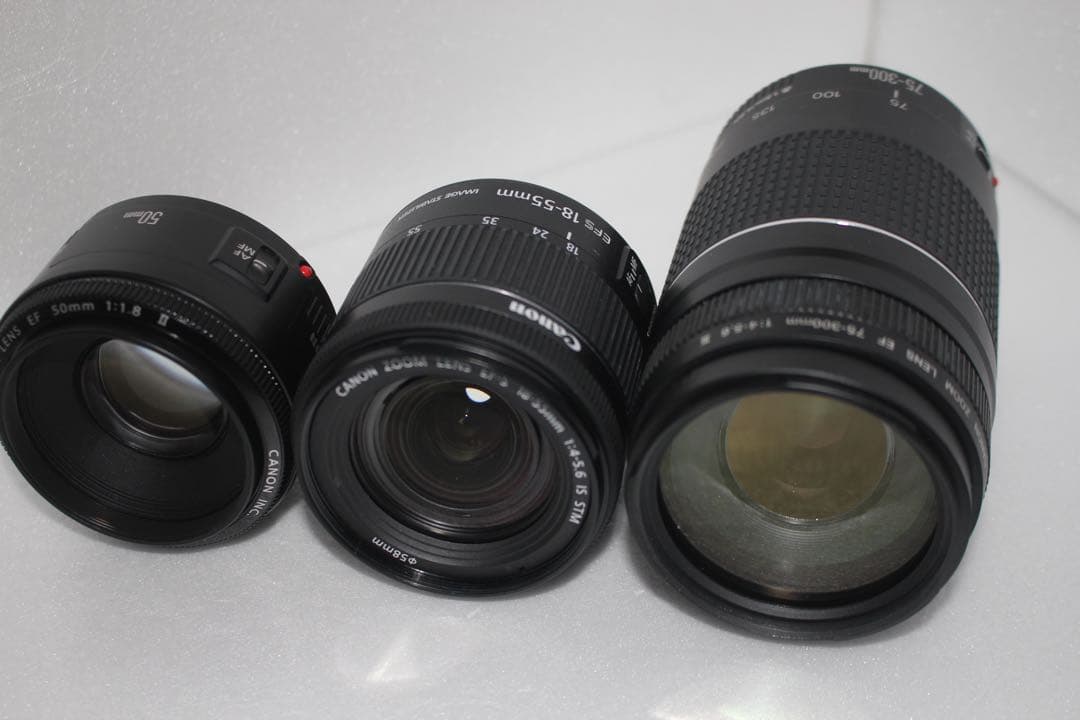 一眼レフカメラcanon kiss x10標準＆望遠＆単焦点トリプルレンズセット