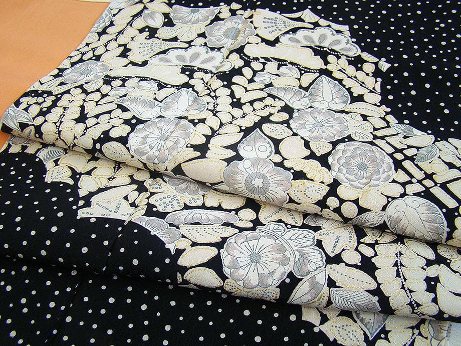 値下げ交渉ＯＫ！極上ちりめん地 辻が花 金彩染 訪問着 正絹 Ｂ８７８