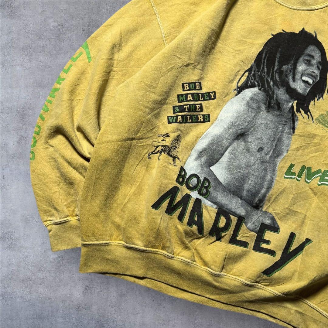 2384古着ZIONボブ・マーリースウェット雰囲気系好デザインマスタードイエロー