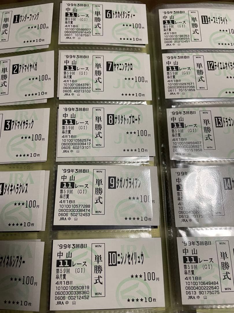き*】様 1999年　皐月賞　現地馬券18頭
